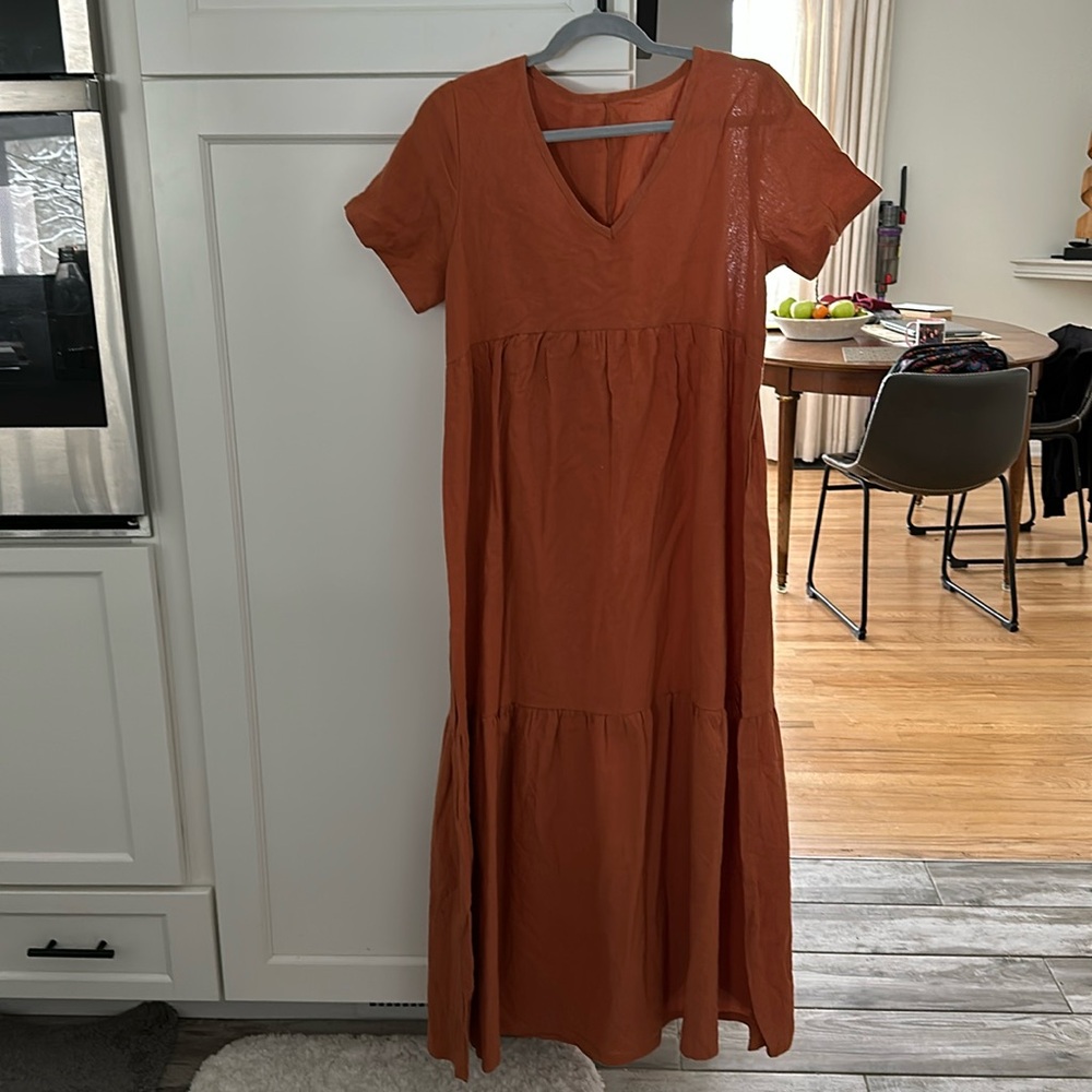 Rust Linen Blend boho dress. Never Worn